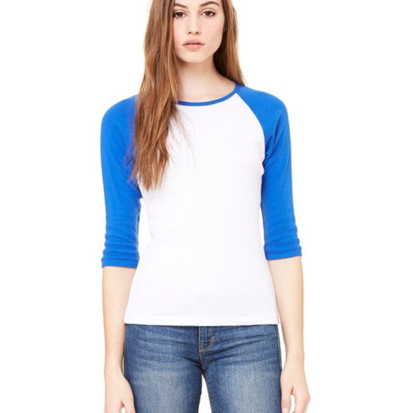 Ladies' Baby Rib Three-QuarterSleeve Contrast Raglan T-Shirt Thumbnail